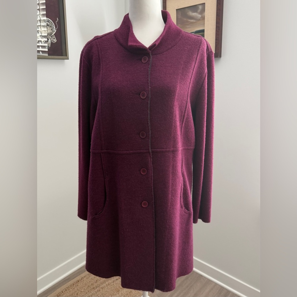 Eileen Fisher fusia large merino long cardigan